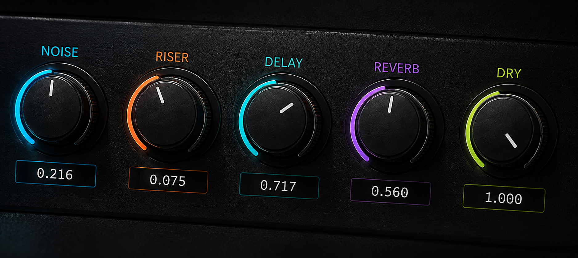 Noise riser delay reverb and dry controls